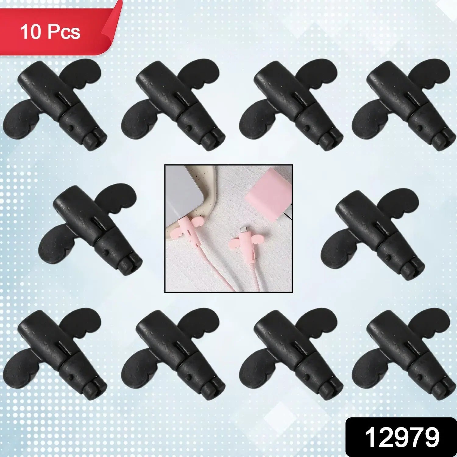 Silicone Data Cable Protector, Angel Data Cable Protective Cover, 2 in 1 Mobile Phone Cord Earphone Cord Saver Storage Tool - varietybazaar.co.in