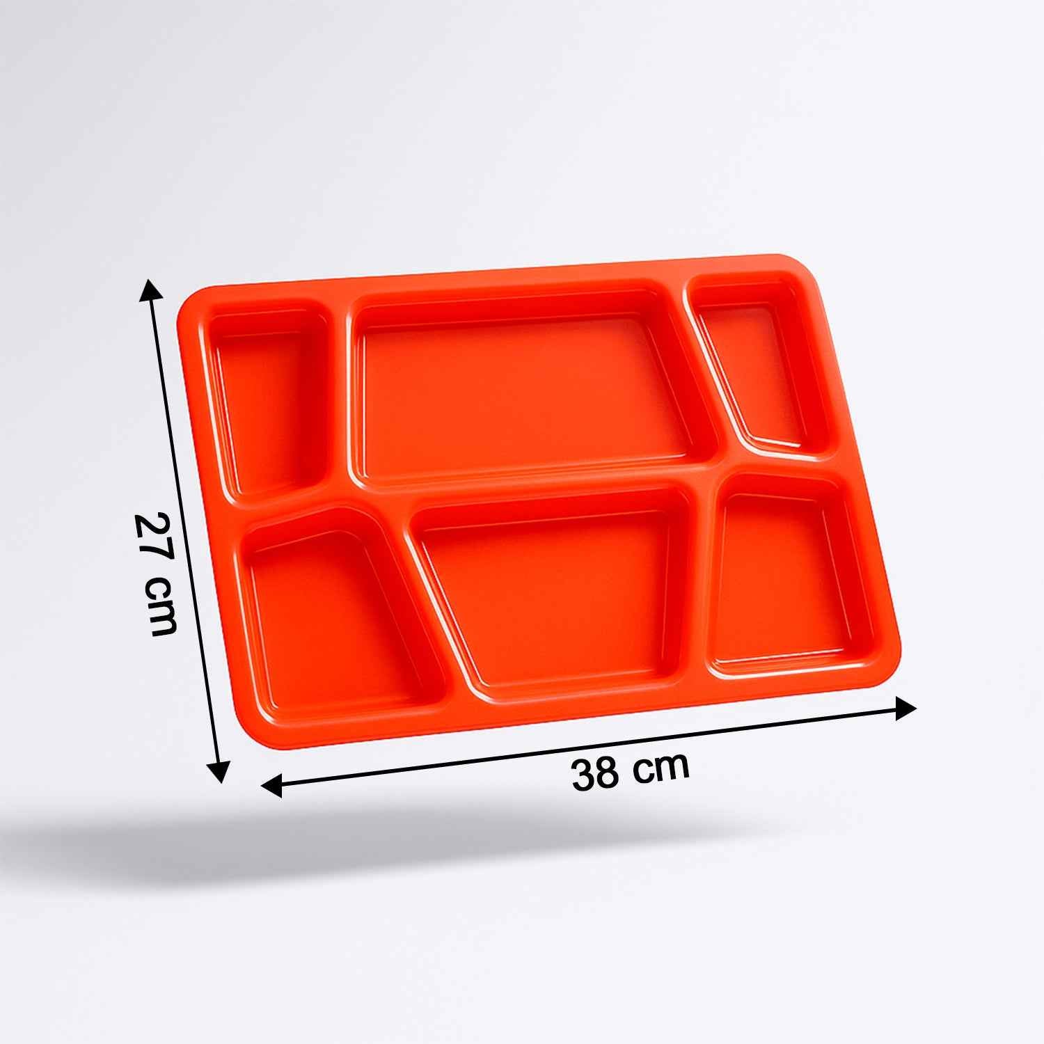 Plastic Multi-compartment Rectangular Meal Serving Tray  Plate (1 Pc  Red)