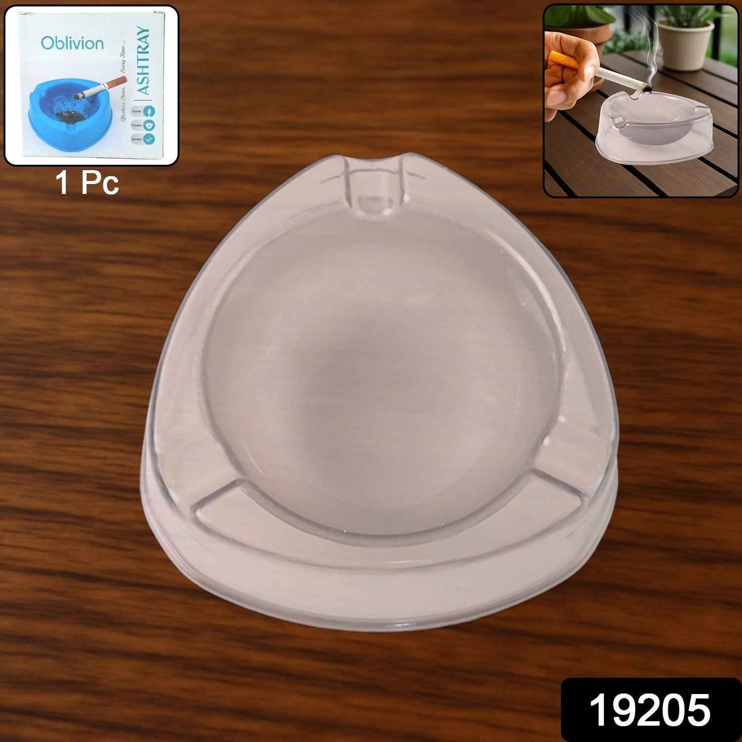 Oblivion Transparent White Ashtray with Cigarette Holder Grooves – Modern Smoke Disposal Tray (1 Pc)