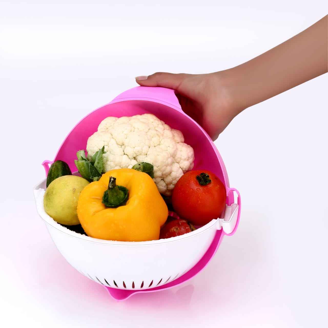 Multifunctional Vegetable Fruits Cutter Shredder with Rotating Drain Basket