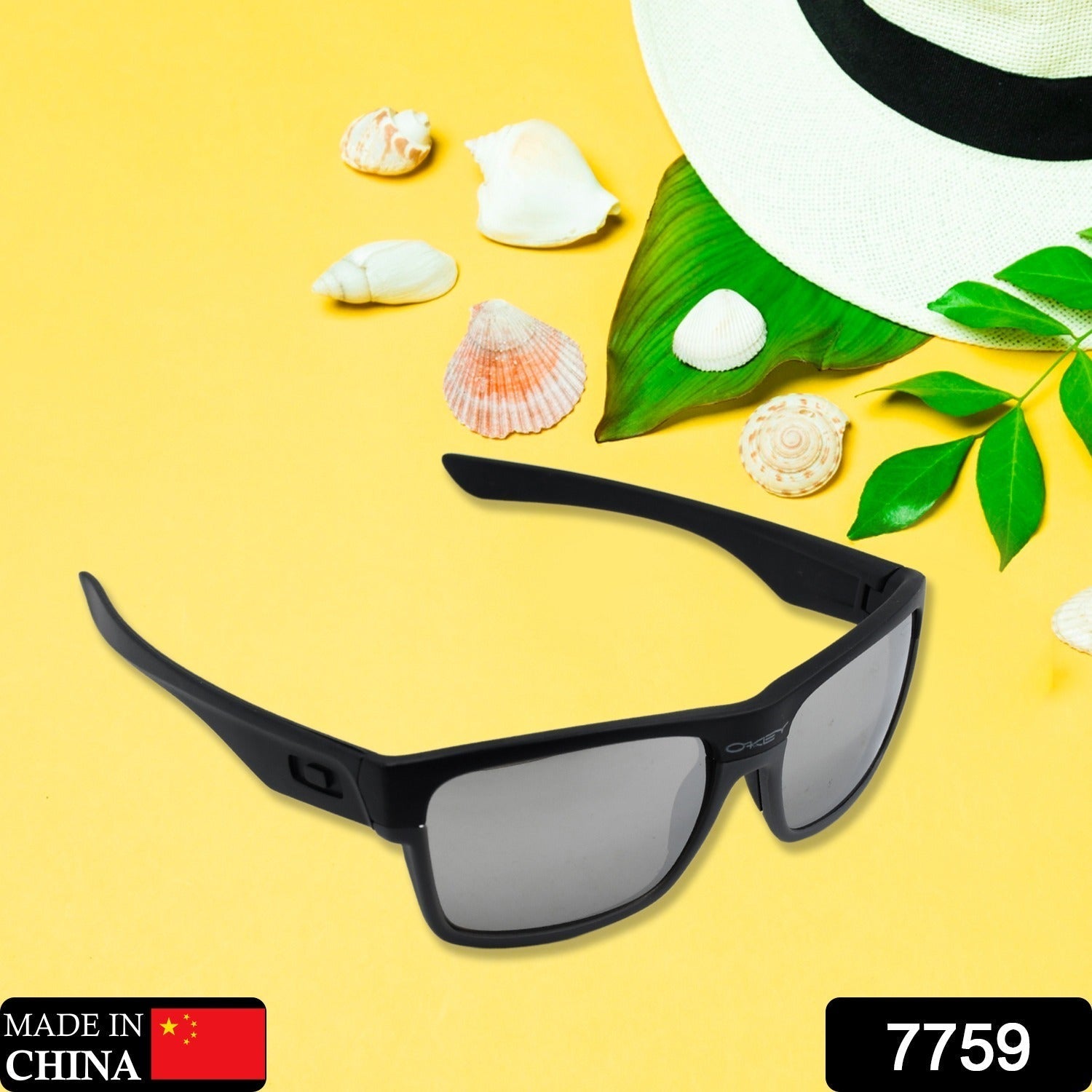 7759 UV Protected Clear Lens Square Sunglasses, Protect Sunglasses | Clear Vision Glasses for Driving Car & Bike Riding Black Glasses for Men and Women Travel Sahayak