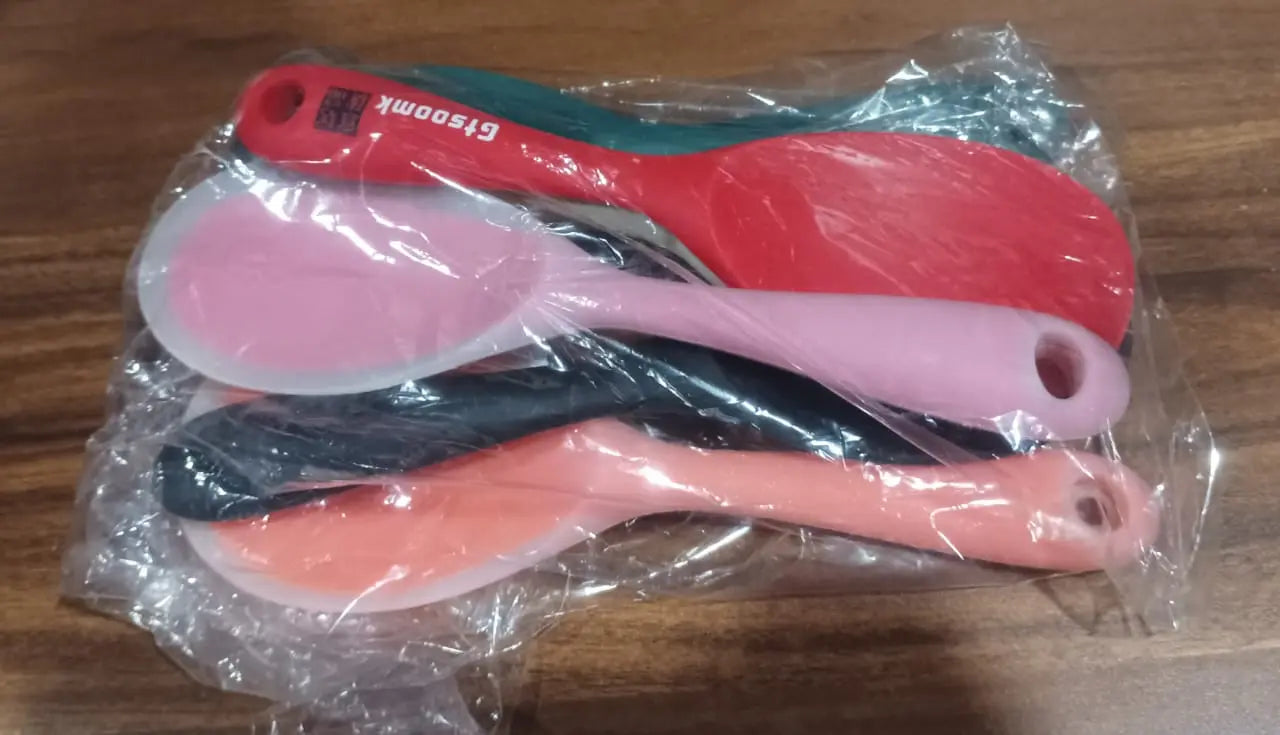 5620 Silicone Rice Paddle Spoon Non Stick Rice Spoon Heat-Resistant Kitchen Rice Spoon with Hanging Hole Perfect for Rice Mashed Potato (6 pcs set / 22 cm) - varietybazaar.co.in