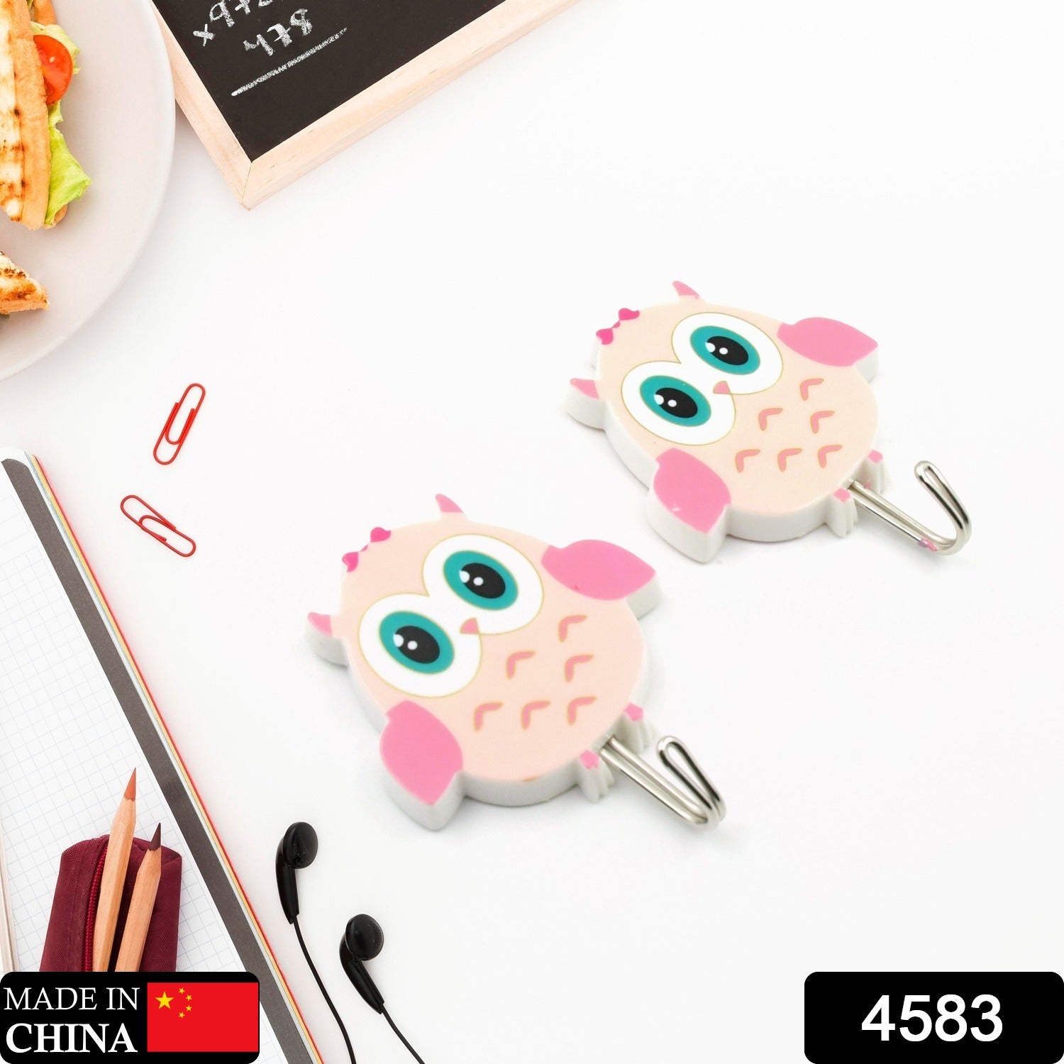 4583 Self Adhesive Smiley Cartoon Wall Hooks Multipurpose Strong Wall Sticker Hooks Wall Hook Holder Door Hanger (2pc). Travel Sahayak