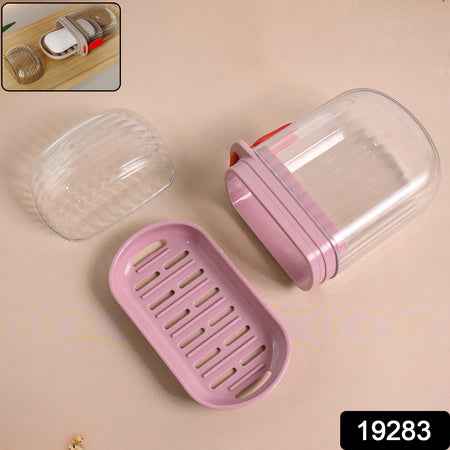 Multipurpose Plastic Soap Dish With Transparent Dust-proof Lid Sabudani (1 Pc)