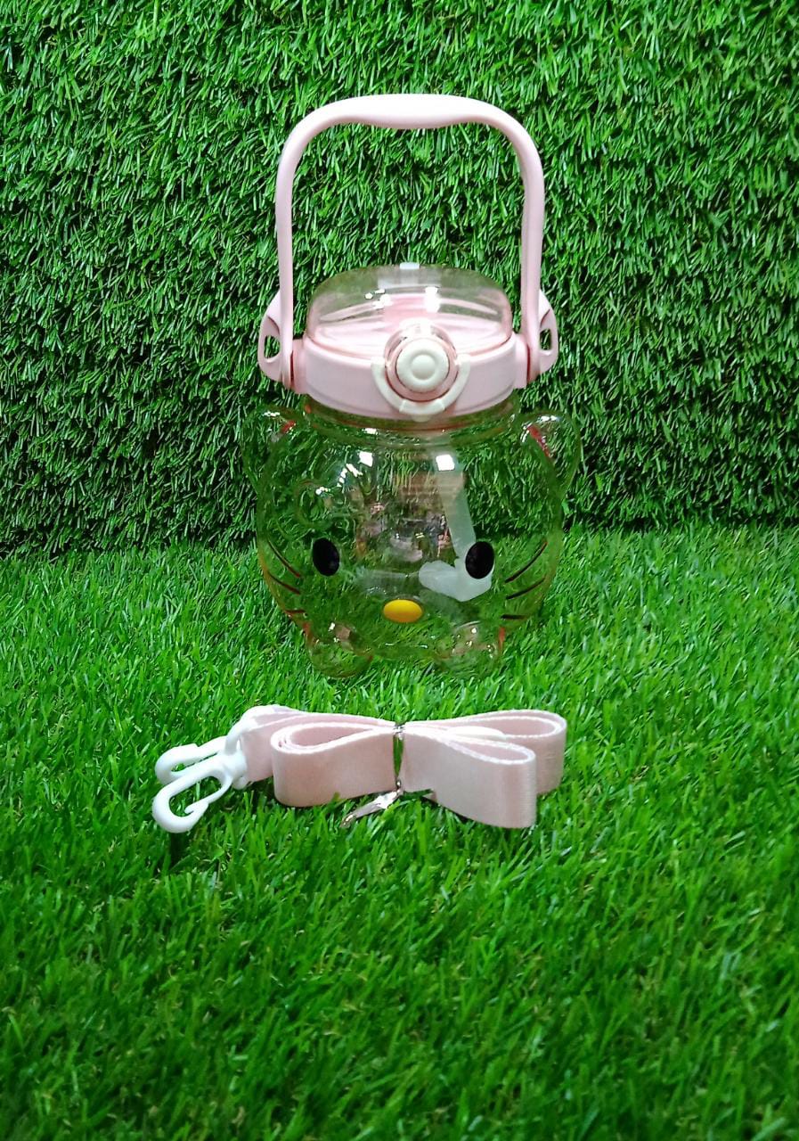 1104 Cute Water Bottles Modern Water bottle with Shoulder Strap and Stickers for Kids School Office Camping Sports Travel. Travel Sahayak
