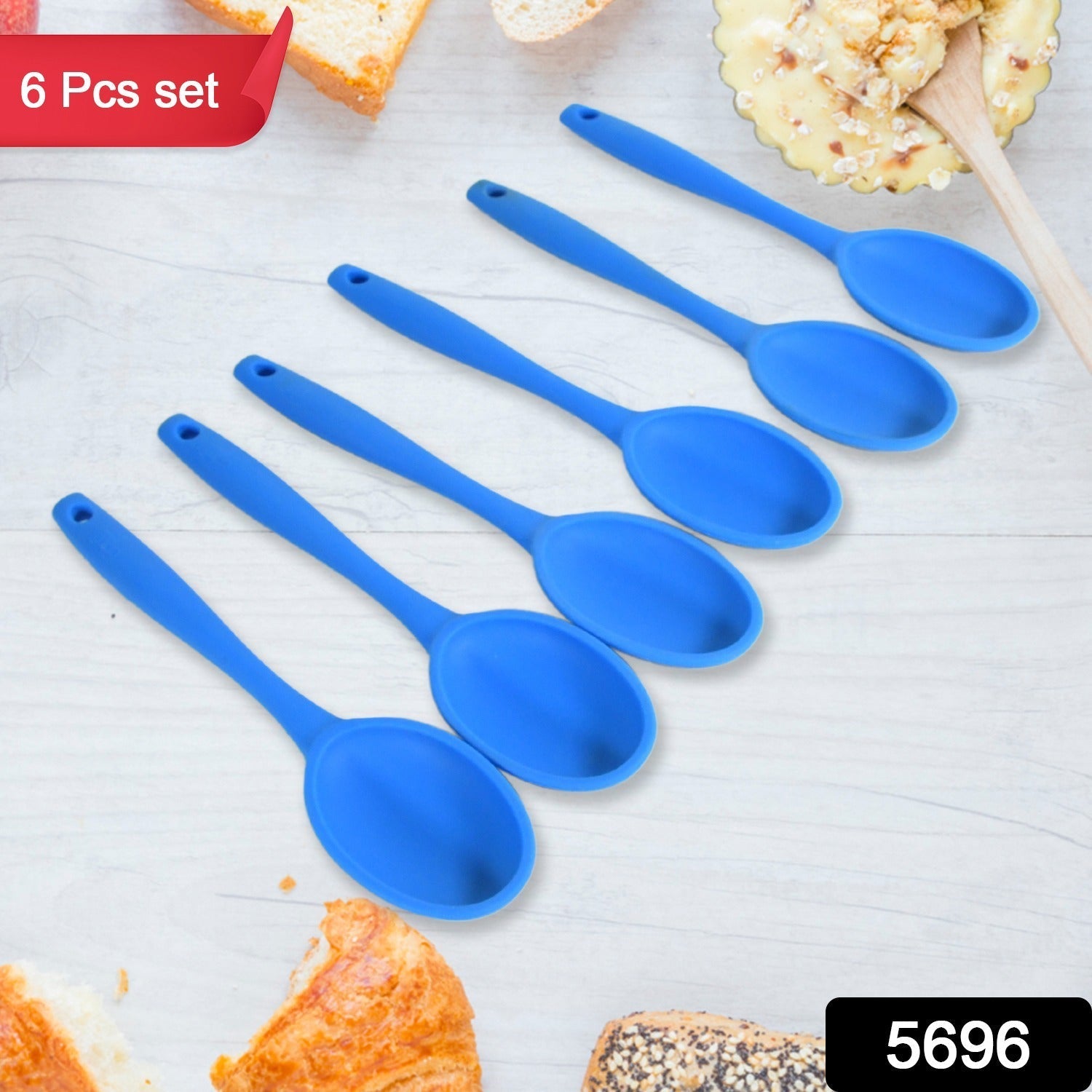 Multipurpose Silicone Spoon, Silicone Basting Spoon Non-Stick Kitchen Utensils Household Gadgets Heat-Resistant Non Stick Spoons Kitchen Cookware Items For Cooking and Baking (6 Pcs Set) travel sahayak