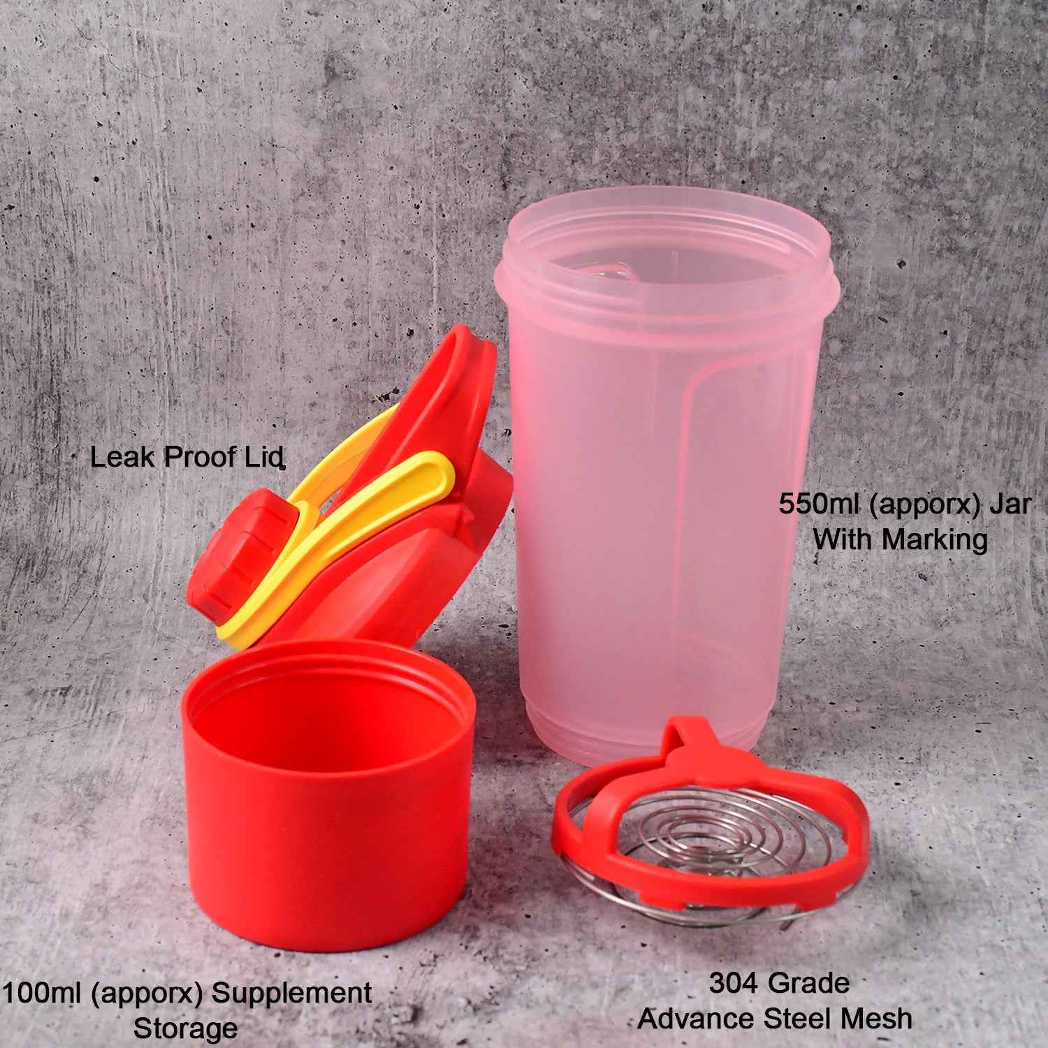 Supermom  Premium Booster Gym Shaker Bottle With Mixing Ball (550ml  1 Pc)