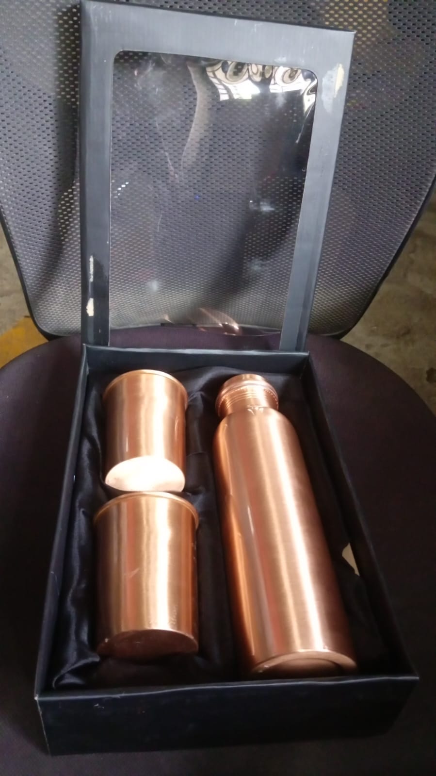 Copper Water Bottle 2 Glasses with Gift Box (3 Pcs Set) Variety Bazaar