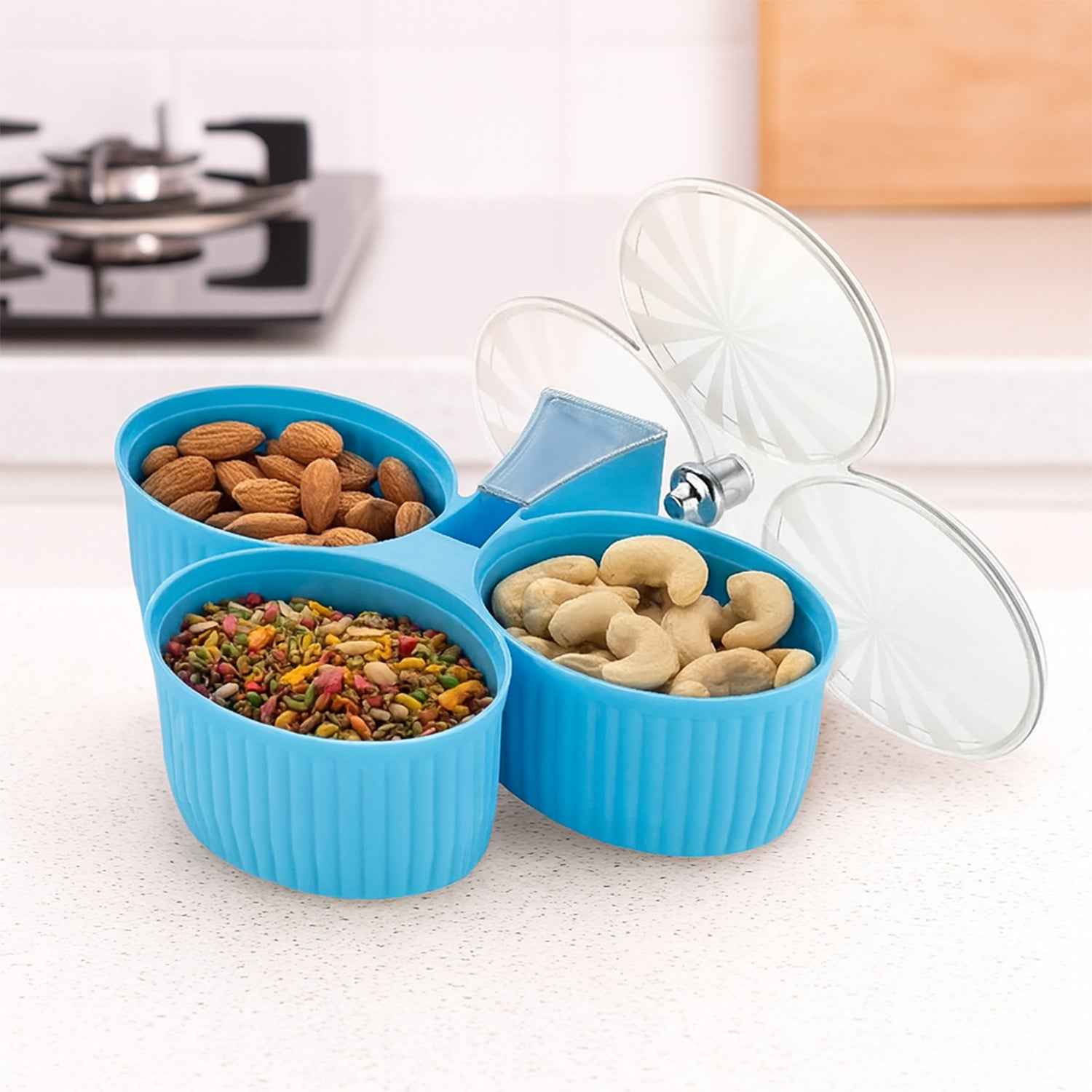 Premium 3-compartment Revolving Dry Fruit Box (1 Pc)