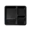 Plastic Multi-compartment Meal Serving Tray  3-section Rectangular Dining Plate (1 Pc  Black)