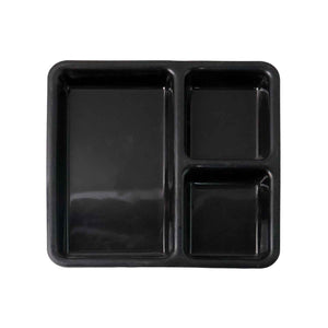 Plastic Multi-compartment Meal Serving Tray  3-section Rectangular Dining Plate (1 Pc  Black)