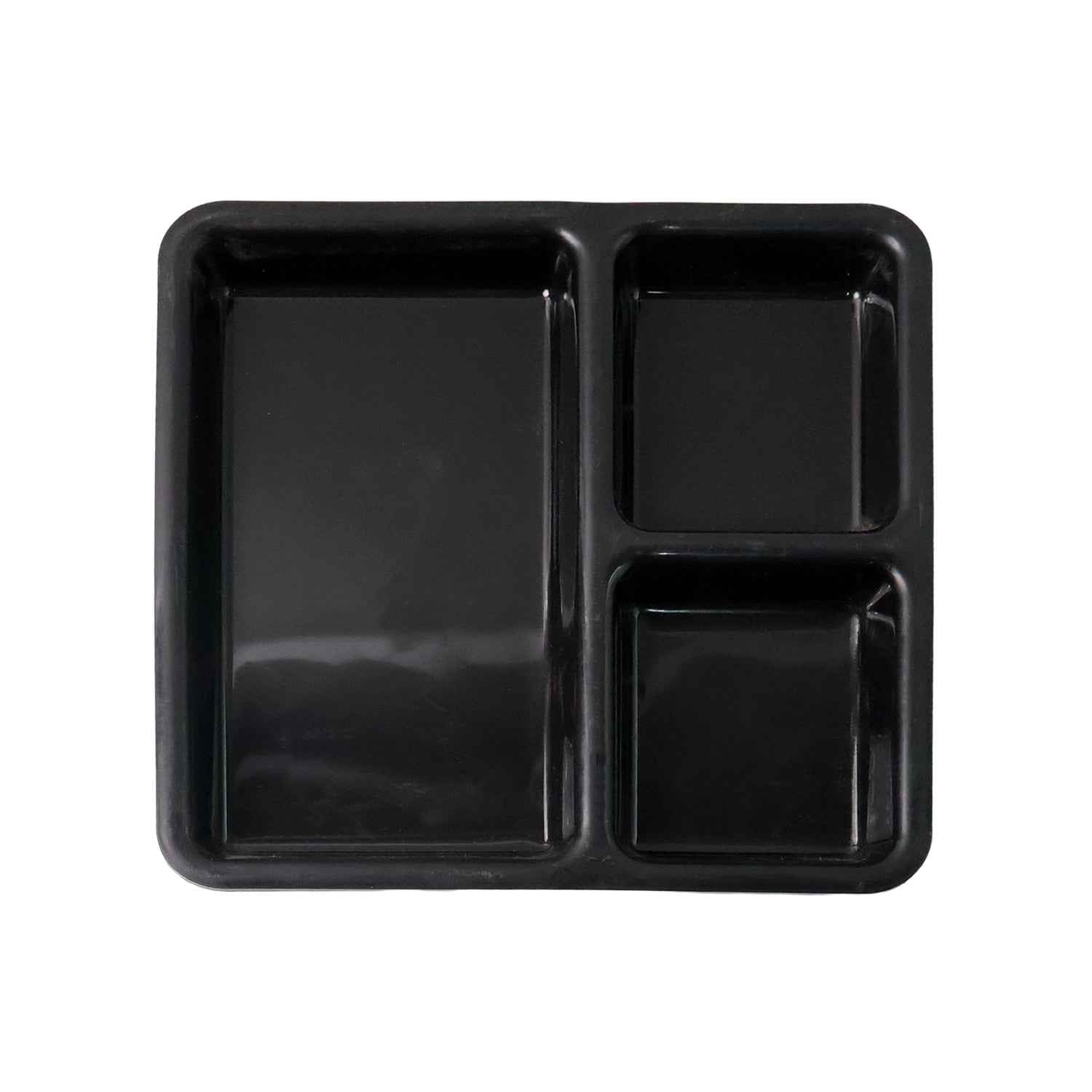 Plastic Multi-compartment Meal Serving Tray  3-section Rectangular Dining Plate (1 Pc  Black)