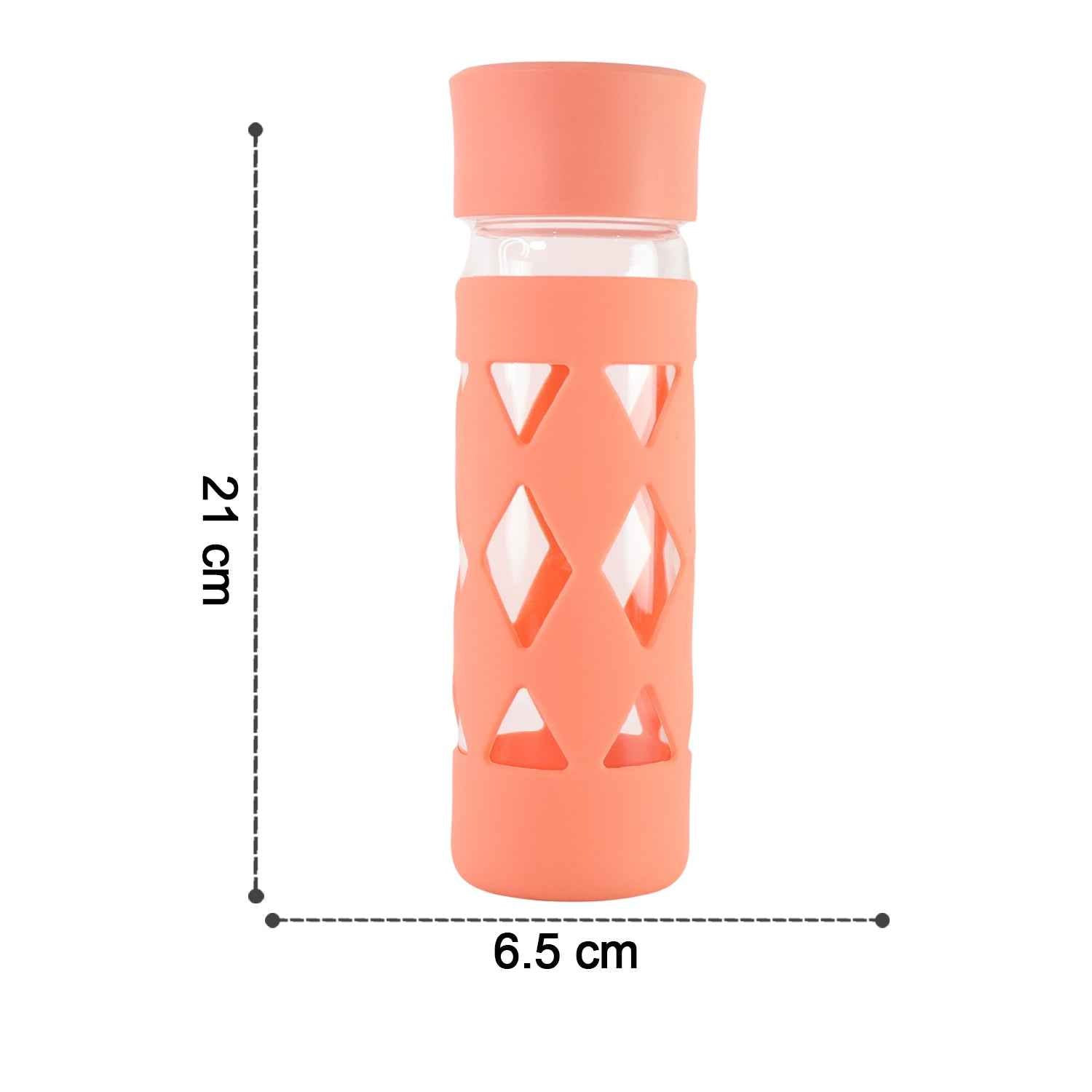 Glass Water Bottle With Protective Sleeve - (1 Pc  480 Ml)