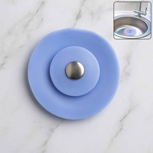 Creative 2-in-1 Blue Silicone Sewer Sink Sealer Cover Drainer (Multicolour  1 Pc)