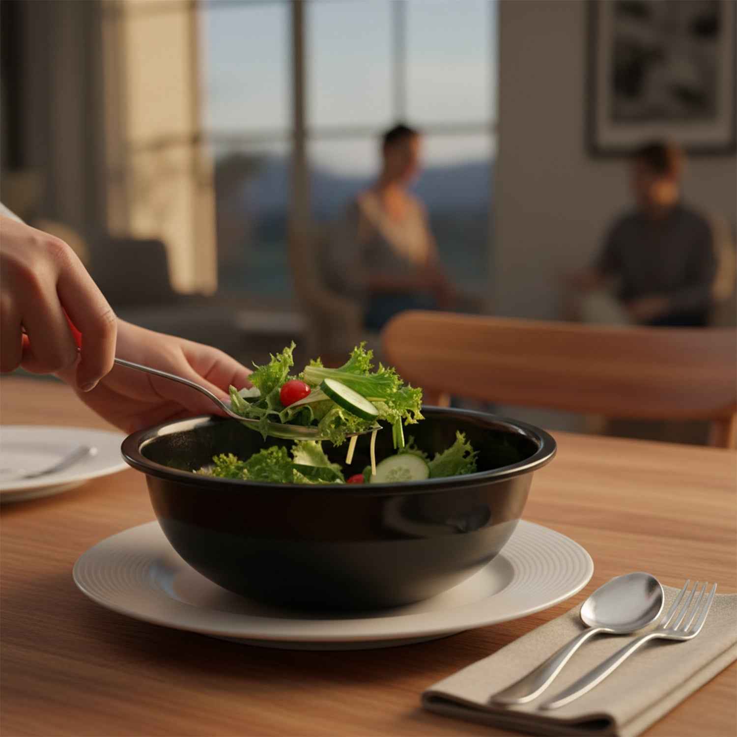 Plastic 6 Inch Black Round Deep Serving Bowl (1 Pc)