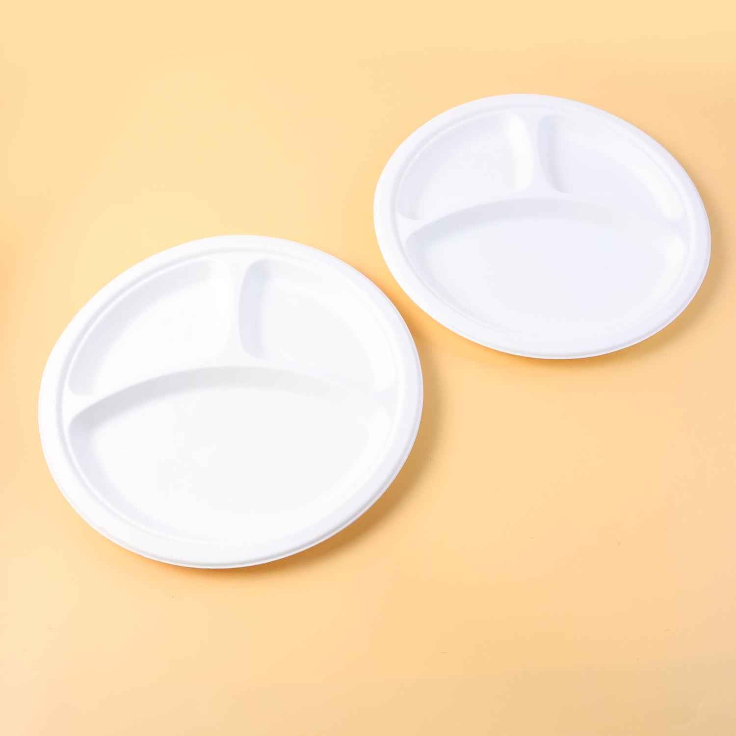 Freshee 10 Inch 3-compartment Round Compostable Bagasse Plate (10 Pc)