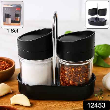 Apex Helix Salt N Pepper 2-piece Plastic Jar Set With Stand