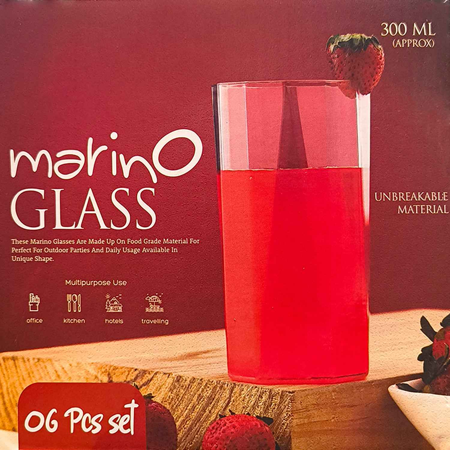 Apex Merino N Glass Unbreakable Plastic Drinking Glass Set (6pc300ml) Approx