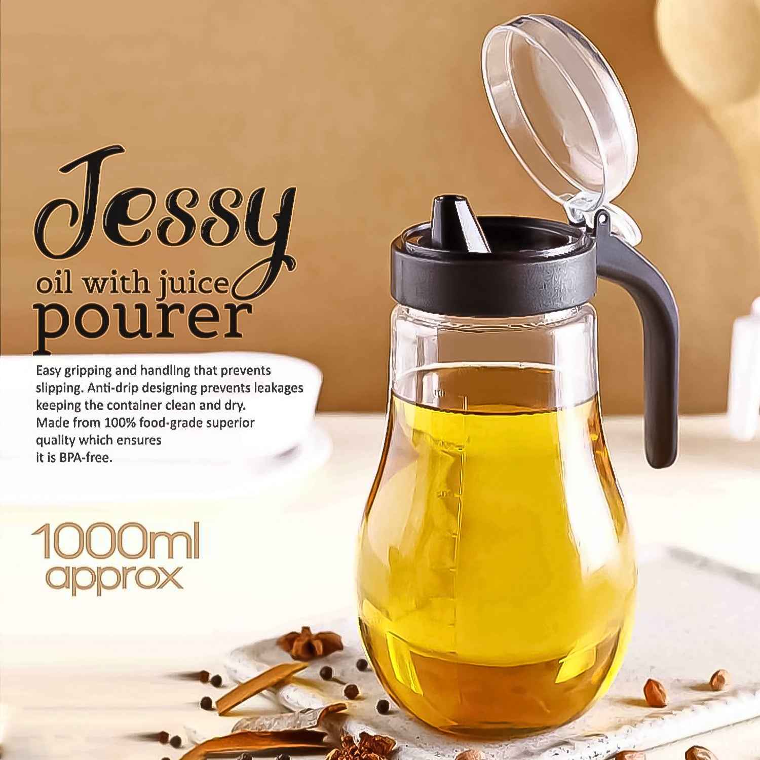 Apex Jessy Oil And Juice Pourer Dispenser Bottle Approx 1000ml (1 Pc)