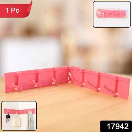 Foldable Rotating Wall-mounted Multipurpose 6 Hook Rack (1 Pc)