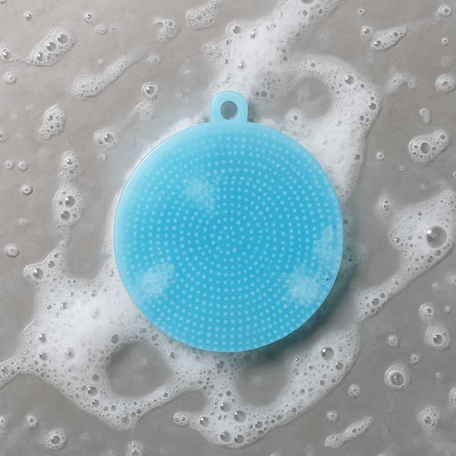 Sky Blue Silicone Dish Scrubber Sponge Mildew Free Non Stick Heat Resistant