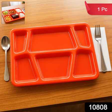 Plastic Multi-compartment Rectangular Meal Serving Tray  Plate (1 Pc  Red)
