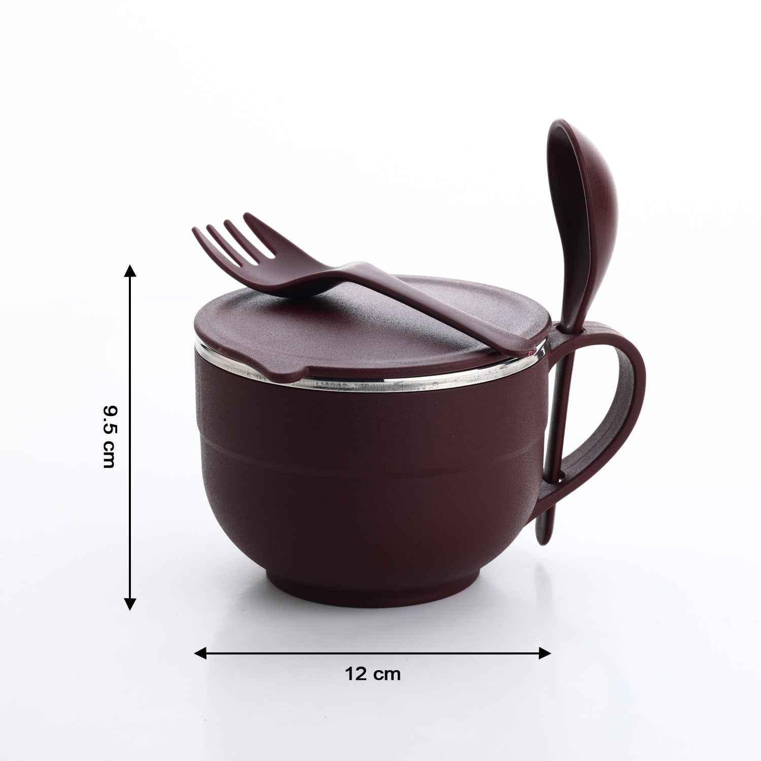 8130 Noodles  Soup Bowl With Spoon And Fork Handle Spoon Holder Stainless Steel Bowl And Spoon Set Stainless Steel Storage