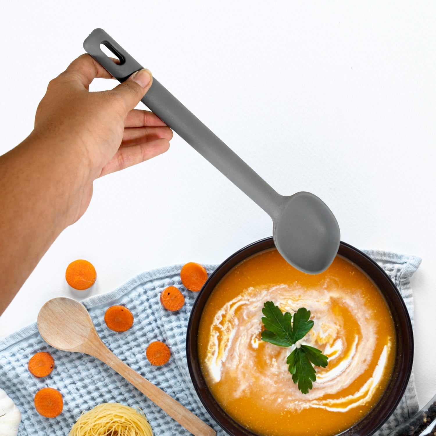 Multipurpose Silicone Spoon, Silicone Basting Spoon Non-Stick Kitchen Utensils Household Gadgets Heat-Resistant Non Stick Spoons Kitchen Cookware Items For Cooking and Baking (6 Pcs Set) Variety Bazaar