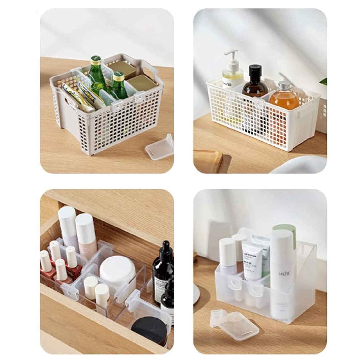 Plastic Storage Baskets Space Allocator Refrigerator Organizer Bins Partition Clip (10 Pcs Set)