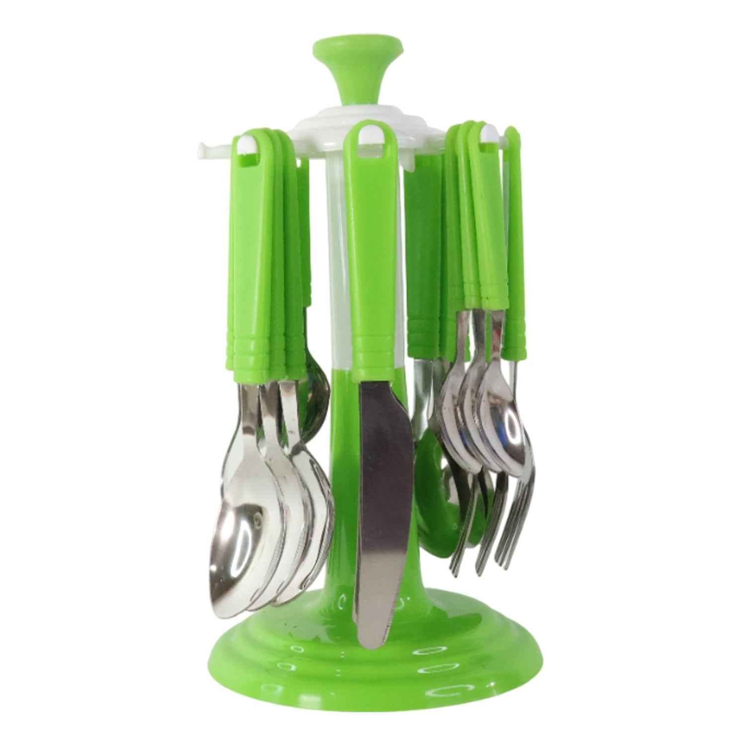 Stainless Steel Cutlery Set With Stand - (24 Pc)