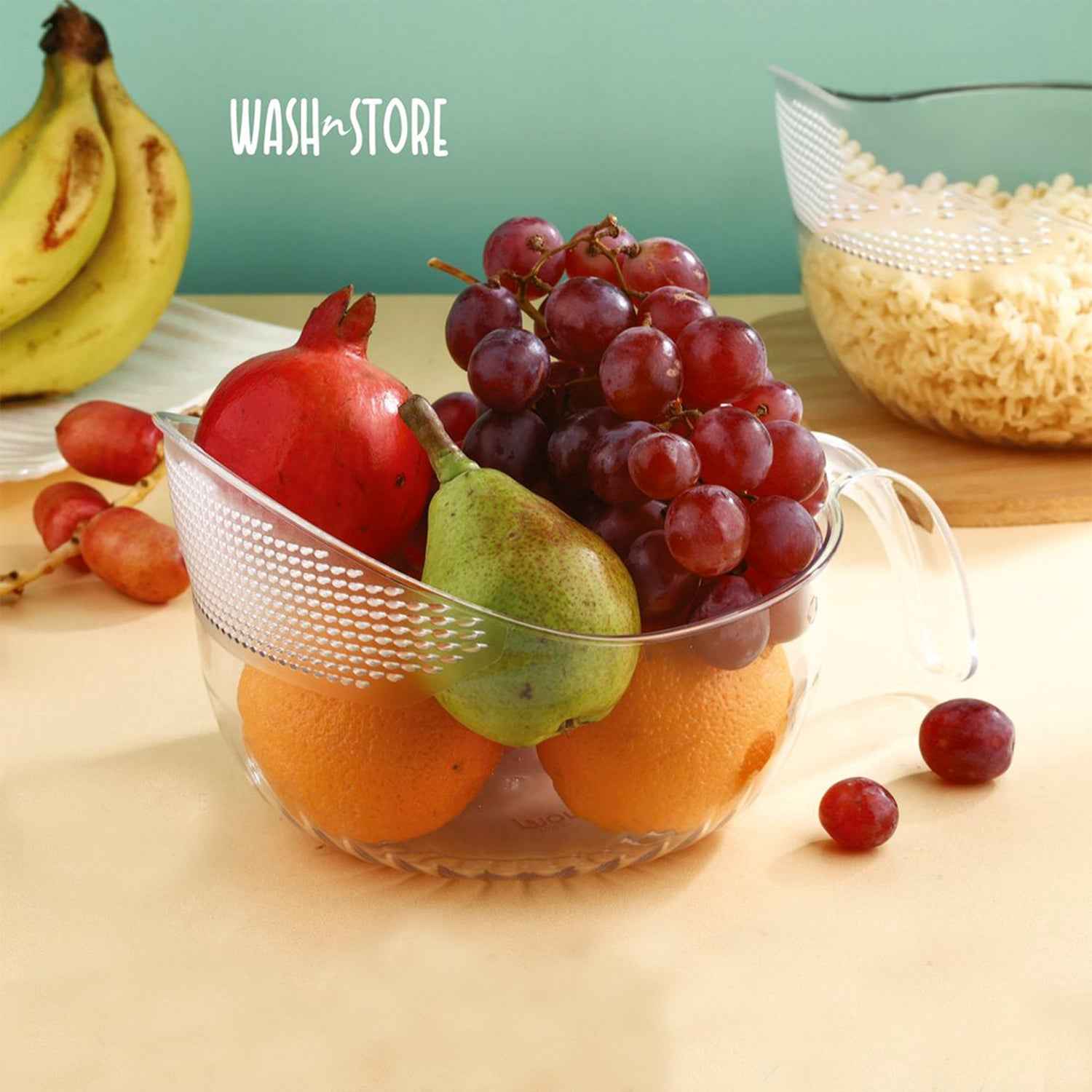 Supermom Multipurpose Transparent Plastic Bowl  Basket With Handle (1 Pc)