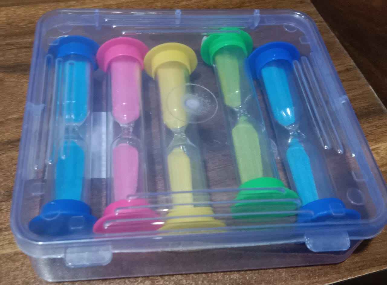 8756 Sand Timer Plastic Hourglass Sand Glass Toy Sand Clock For Kitchen Office School And Brushing Teeth For Bathroom Timer Clock Children Hourglass Sand Glass Toothbrush Household Sand Clock (3 Min Approx  5 Pc)