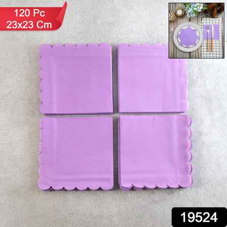 Lilac Scalloped Disposable Paper Napkin (23 X 23 Cm  120 Pc)
