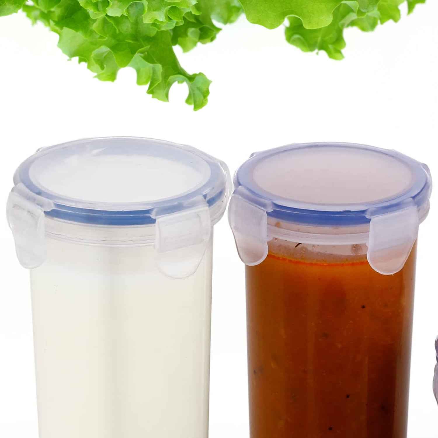5830 Plastic Liquid Round Airtight Food Storage Container With Leak Proof Locking Lid Bpa Free Container For Kitchen 5 Pcs Set (Transparent  ( Approx Capacity 110 Ml160 Ml210 Ml400 Ml500 Ml)