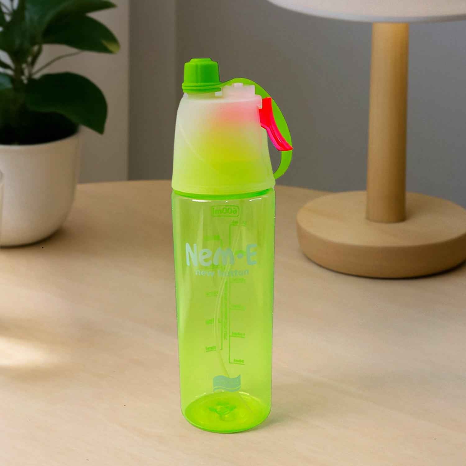 Plastic Dual Function Sports Water Bottle With Built-in Mist Spray And Leakproof Cap (600ml  1 Pc)