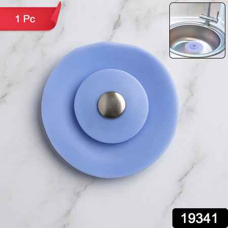Creative 2-in-1 Blue Silicone Sewer Sink Sealer Cover Drainer (Multicolour  1 Pc)