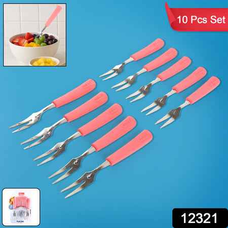 Premium Stainless Steel Fruit Fork Set  10 Pieces With Soft Non-slip Handle