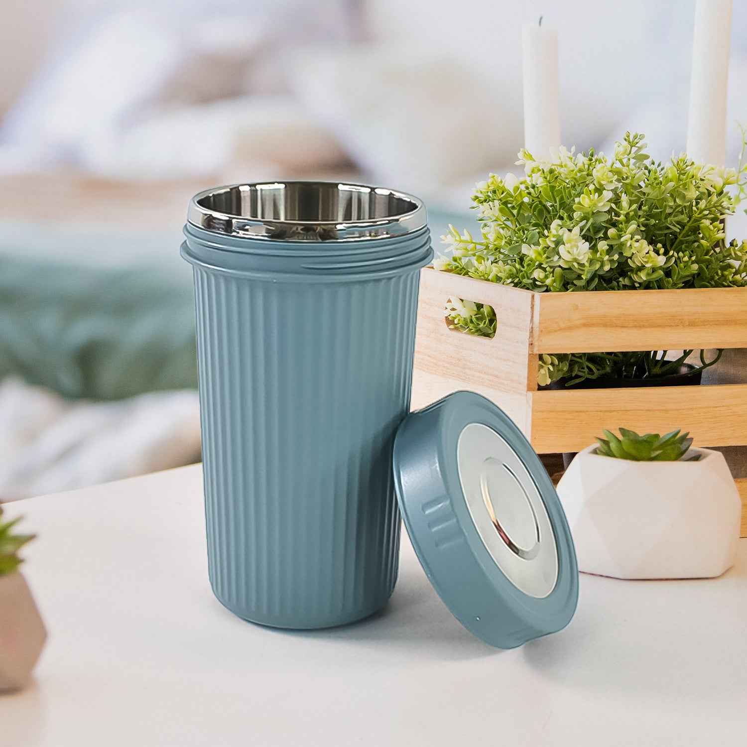 Apex Double Wall Inner Steel Travel Glass (500ml) Approx (1 Pc  Mix Color)