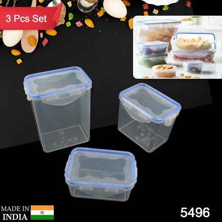 5496  Kitchen Storage Container Set With Food Grade Plastic And Air Seal Lock Lid For Storage Of Grocery Spices Dry Fruits Use For Home Office Restaurant Canteens (3 Piece Set)