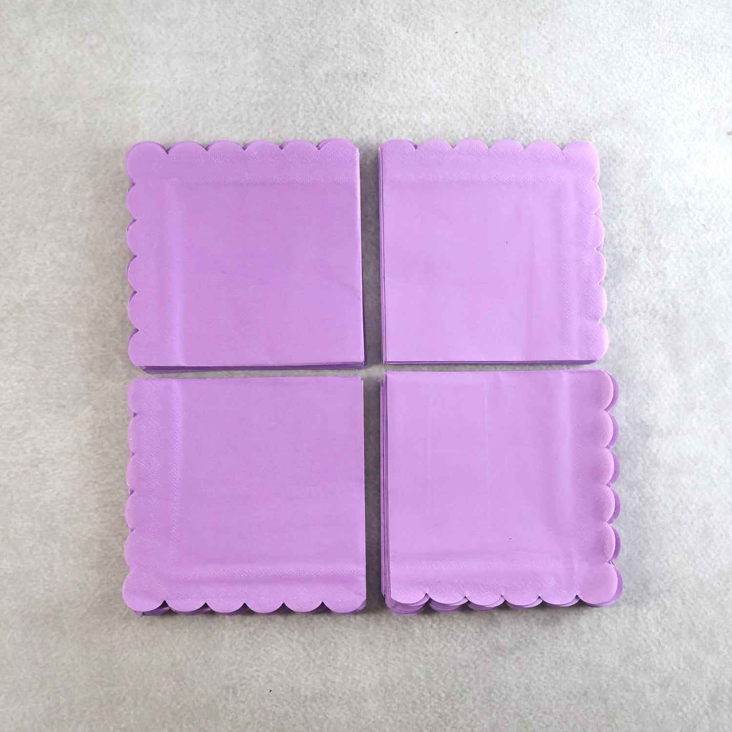 Lilac Scalloped Disposable Paper Napkin (23 X 23 Cm  120 Pc)