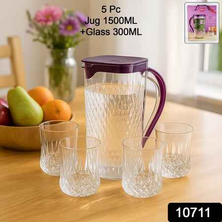 Supermom Roma Plastic Jug With Glasses Combo Set (5 Pc)