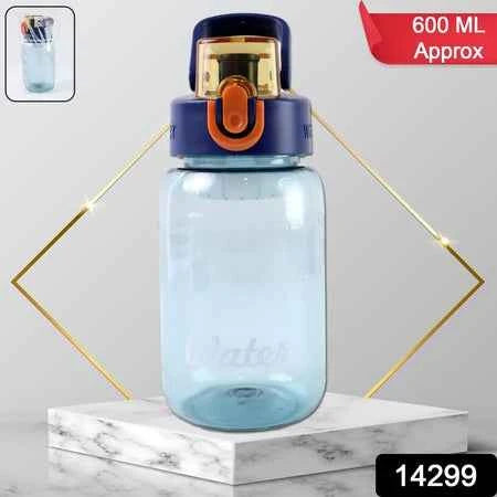 Blue Plastic Leak-proof Flip Cap  Safty Lock Water Bottle (600ml Approx  1 Pc)