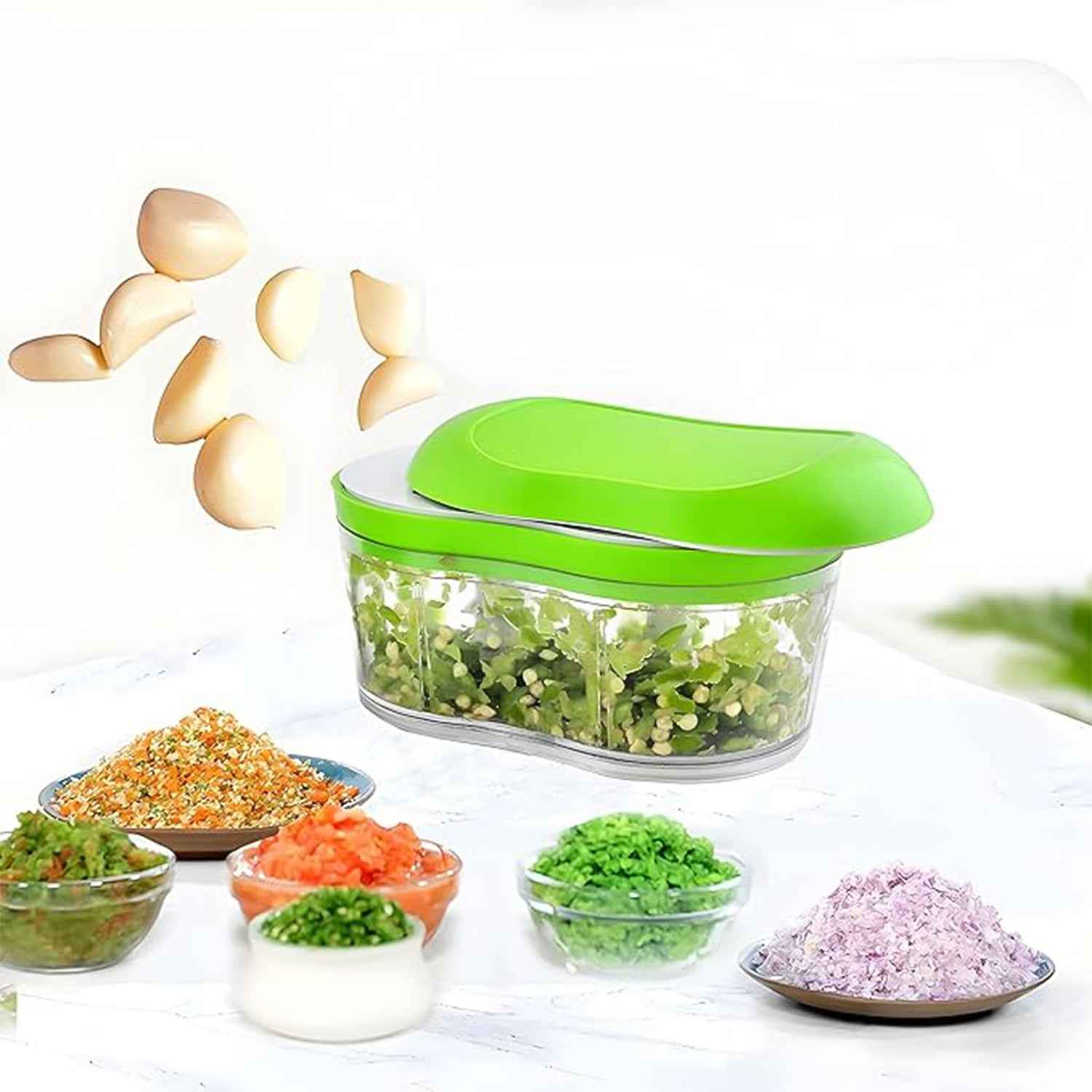 Manual Hand Push Garlic Cutter  Vegetable Chopper (1 Pc)