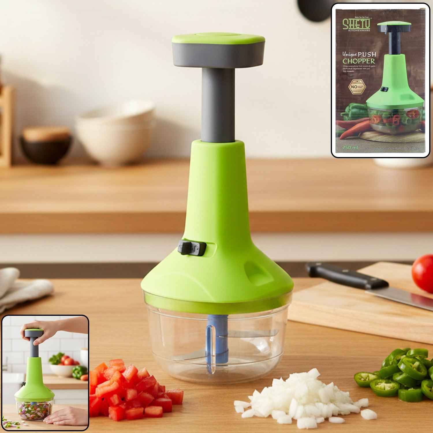 Push-down Vegetable  Fruit Chopper (B-grade  750 Ml)