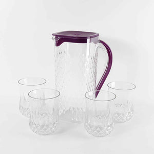 Supermom Roma Plastic Jug With Glasses Combo Set (5 Pc)
