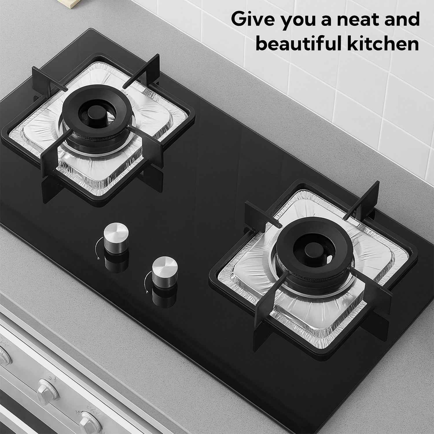 Aluminum Gas Stove Burner Protector Covers (10 Pc  23x23 Cm)