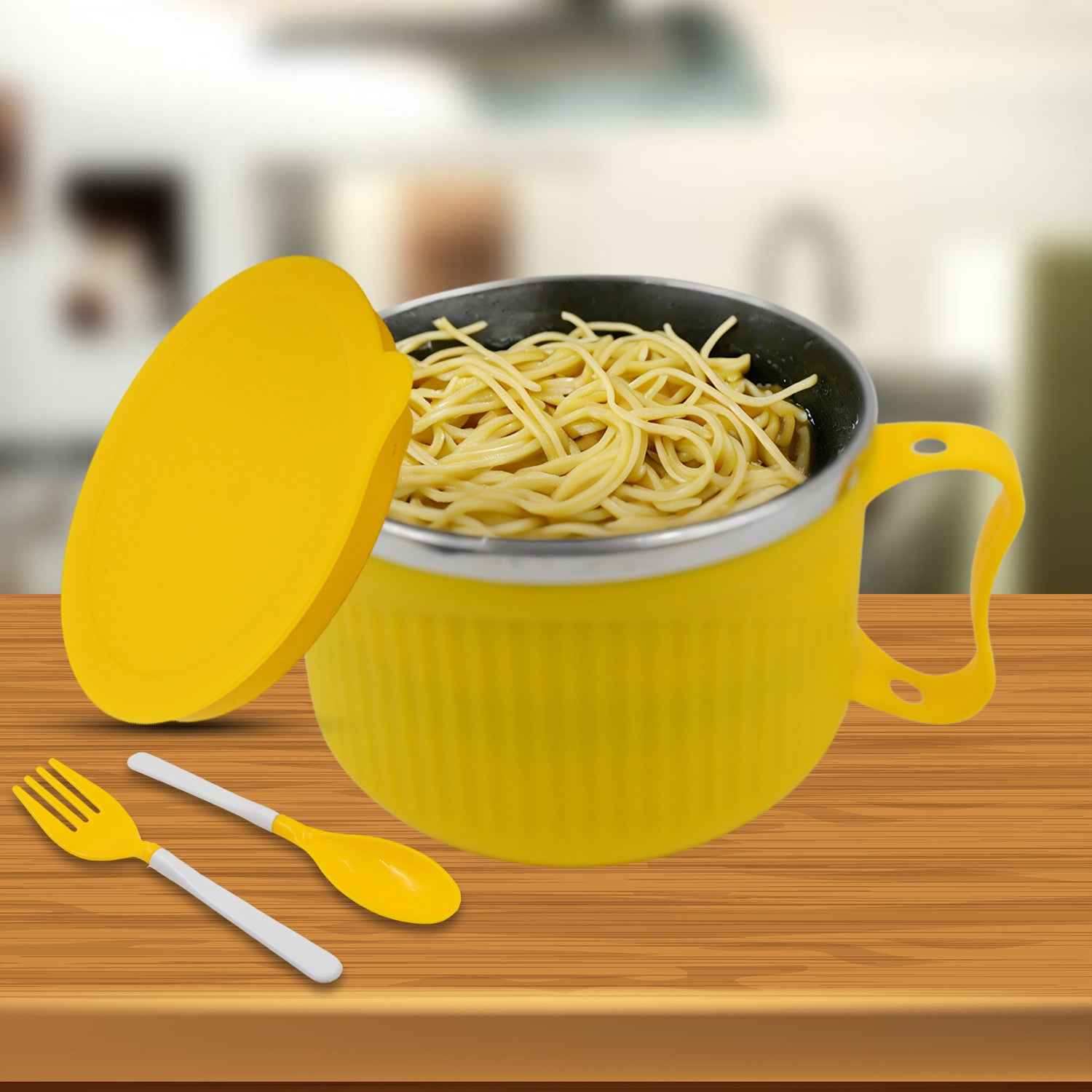 2933 Maggie Bowl With Lid And Handle Soup Bowls For Easy Perfect Breakfast Cereals Fruits Ramen Beverages Essentials Dishwasher Safe Double Layer