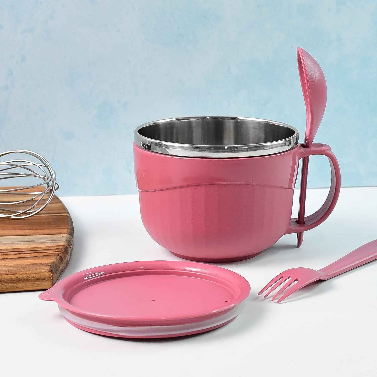 Apex Premium 700 Ml Multipurpose Noodle Bowl With Handle Lid And Fork