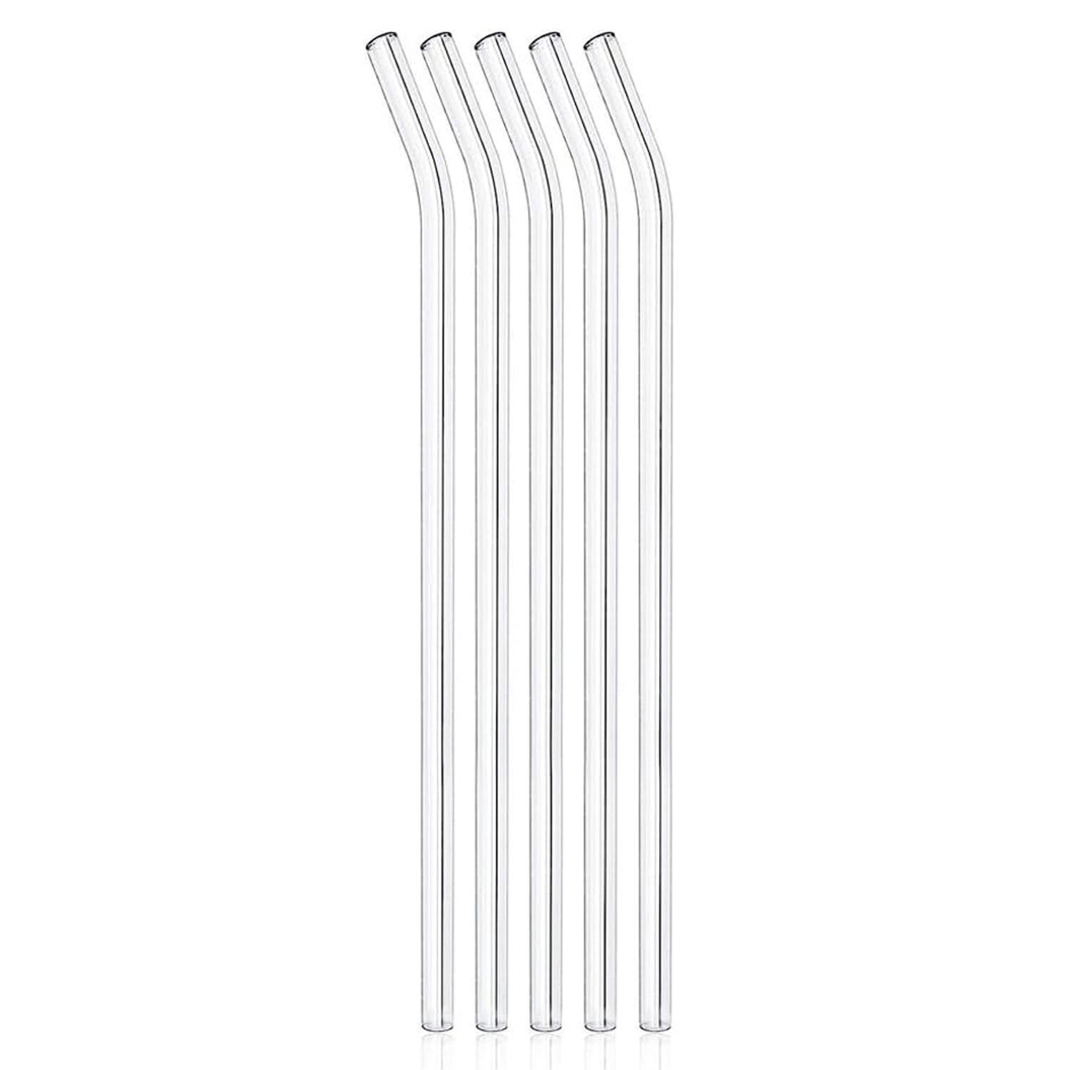 Plastic Reusable Glass Straws Clear Glass Drinking Straw 5pc