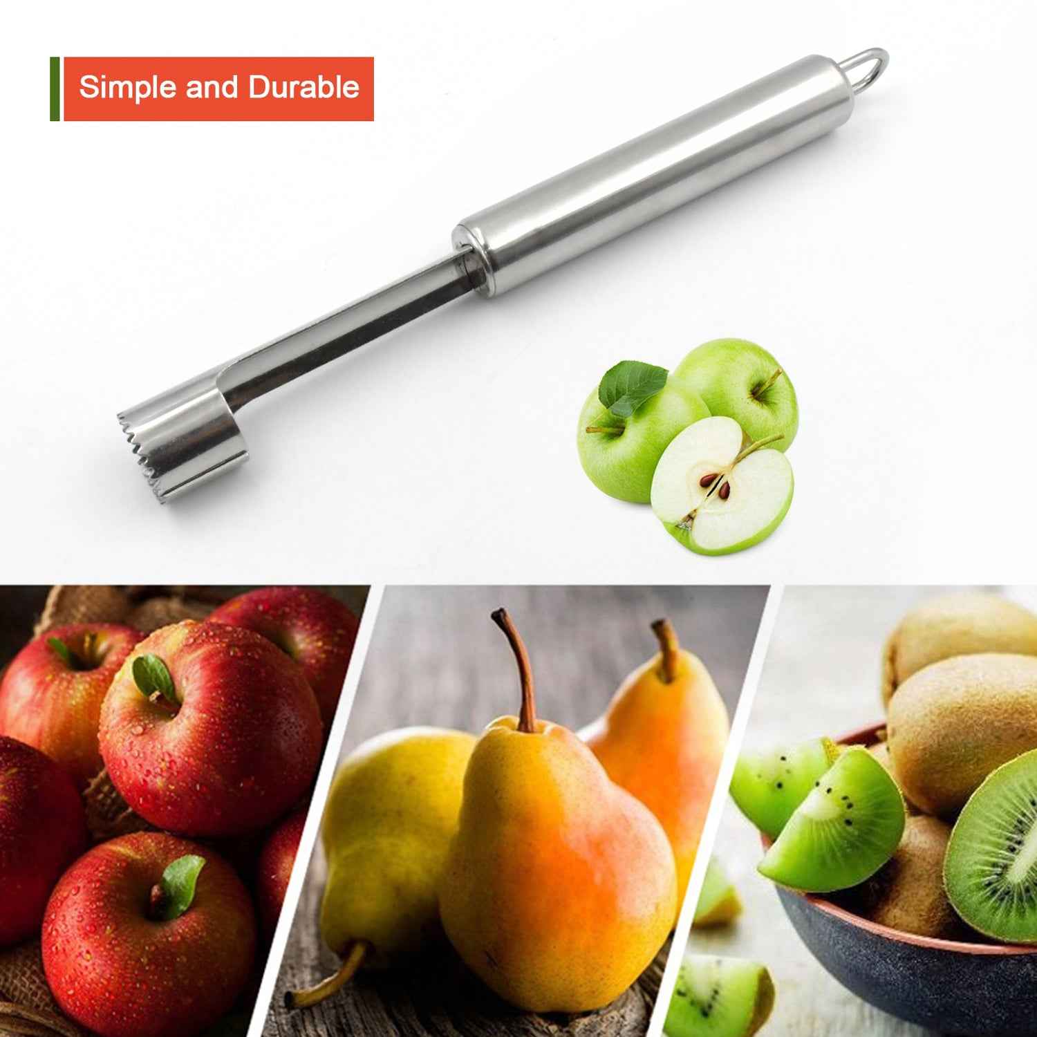 5506 Fruit Core Stainless Steel Set Core Remover For Apple And Pear Kitchen Prep Tool Fruit Core Remover Tool With Soft Handle Apple Corer Stainless Steel Kitchen Gadget Dishwasher Safe